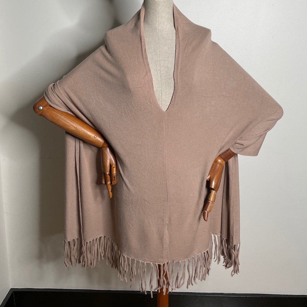 Tan v-neck poncho. OS